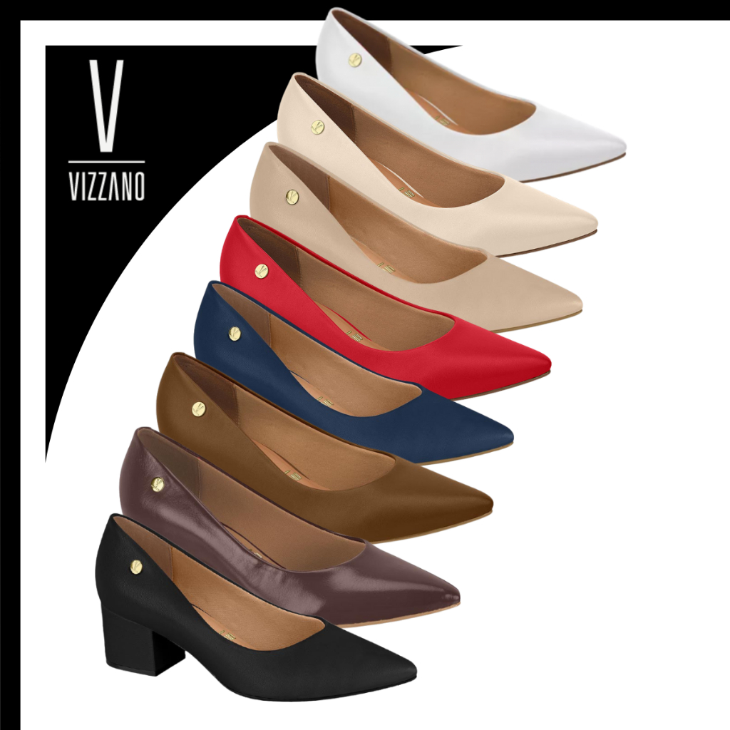 Scarpin Vizzano Sapato Salto Grosso Bloco Médio Bico Fino Confortável Feminino Social Básico