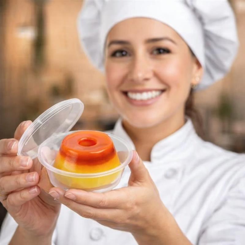 Forma Forminha Pudim Pequena Plástico Forneável C/Tampa 150ml em Oferta na Shopee