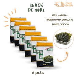 6 Snack de Alga Nori Crocante SABOR WASABI – Kit 6 pcts | Low Carb | Fonte de Iodo | Picante