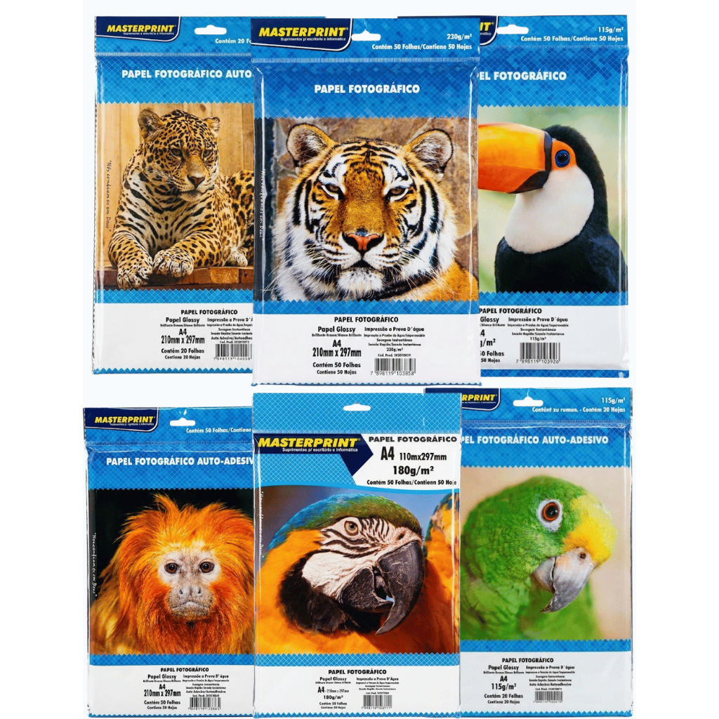 Papel Fotográfico A4 80/115/130/180/230g Premium Brilhante Glossy Adesivo À Prova D'água Masterprint em Oferta na Shopee