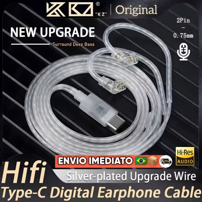 Cabo KZ TIPO-C Original com DAC Áudio Hi-Fi - Pronta Entrega Envio Imediato em Oferta na Shopee