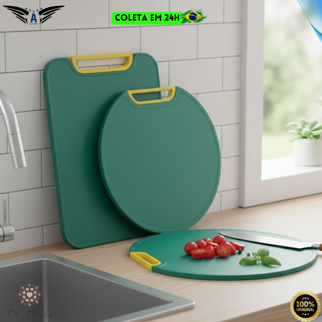 Kit Tabua De Retangular Ou Redonda De Corte Em Polietileno Antimofo Petisqueira Carne Frios Cozinha