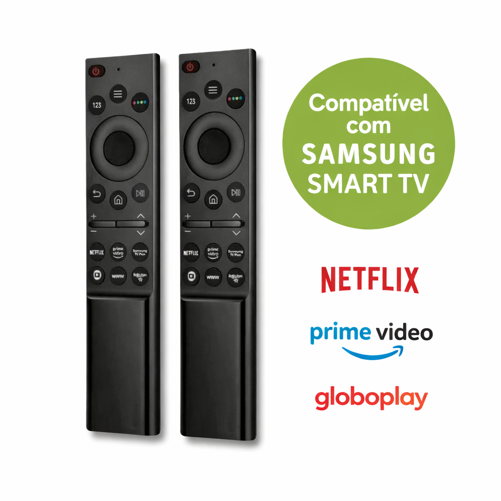 Controle Remoto Samsung Smart TV 4K/8K Compatível Q60 Q70 AU7700 BU800 CU800 – Netflix, Prime Video, Globoplay