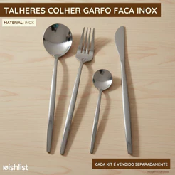 Jogo 6 Ou 24 Peças Talheres Aço Inox Faca Garfo Colher Design Reto Sofisticado Elegante