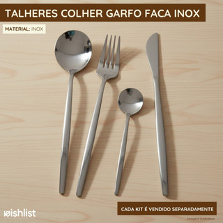 Jogo 6 Ou 24 Peças Talheres Aço Inox Faca Garfo Colher Design Reto Sofisticado Elegante