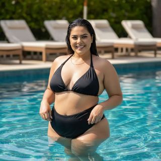 Biquíni Plus Size Feminino Verão Cintura Alta Modeladora Neon Liso Moda Praia Preto Colorido 48 a 52