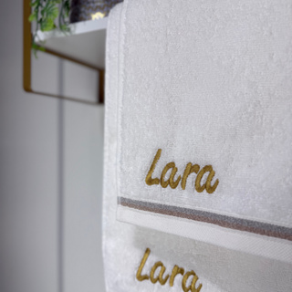 Kit Toalhas Bordadas com Nome Rosto e Banho Algodão 100%, 490g, Fio Penteado em Oferta na Shopee
