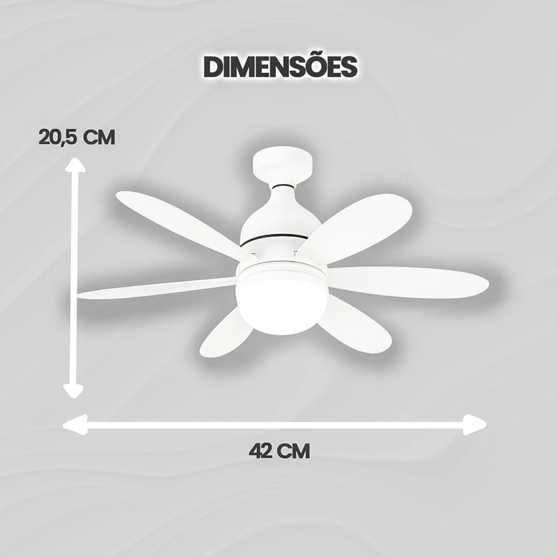 Ventilador de Teto com Luminária Led 6 Pás e Abajur E27 Bivolt — foto 8