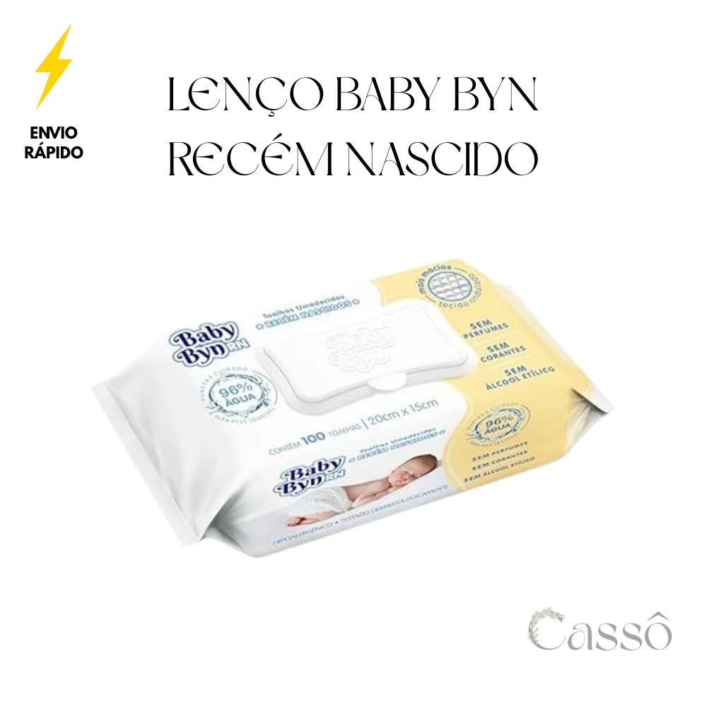 Lenço Umedecido Baby Byn RN 100 Unidades Limpeza Suave sem Perfume Álcool Corantes Ideal Recém Nascidos Peles Sensíveis