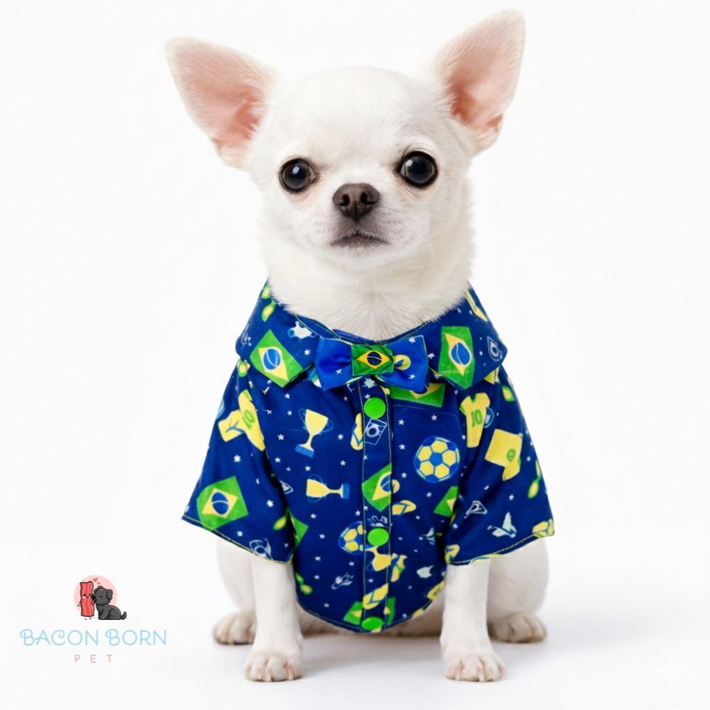 Roupa Pet Camisa Brasil Copa do Mundo de Futebol Creche P/ Cachorros Gatos