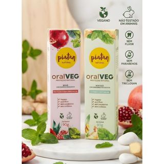 Creme Dental Natural Piatan Sem Flúor Romã Menta Melaleuca/ Hortelã Gengibre Melaleuca 90g em Oferta na Shopee