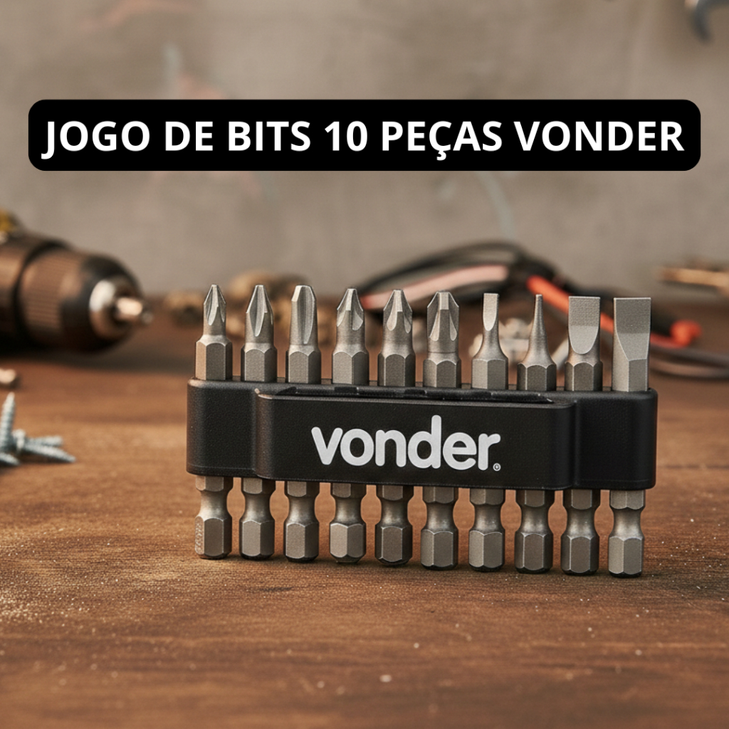 Jogo De Bits Ponteiras 10 Peças Encaixe Sextavado1/4 Vonder