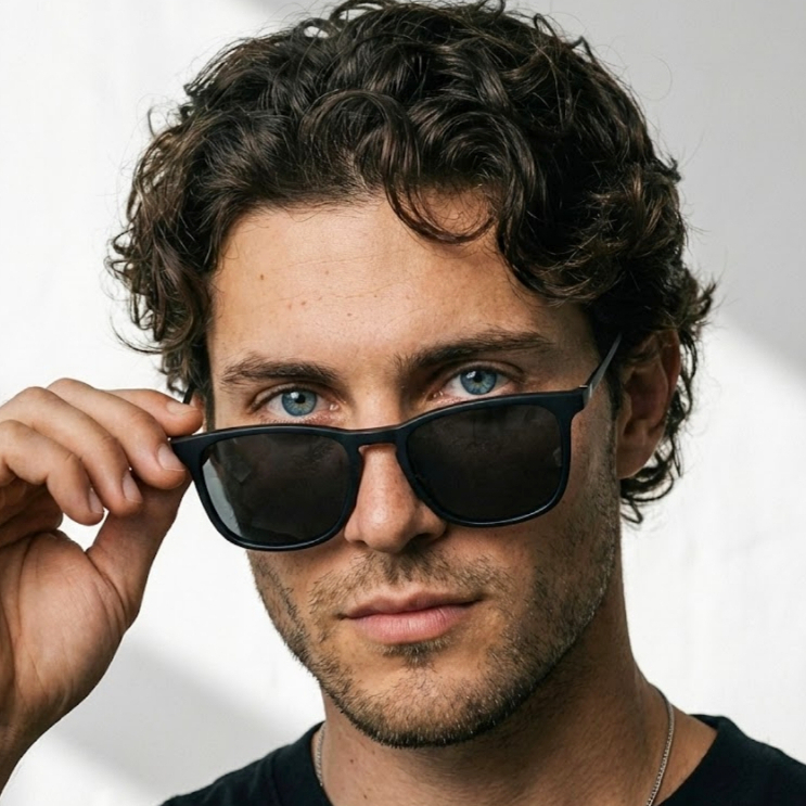 Óculos de Sol Madrid Preto Quadrado Premium Clássico Vintage uv400 Feminino Masculino