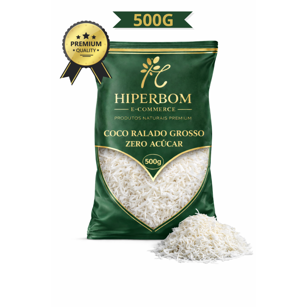 Coco Ralado Flocos Grosso Sem Açucar Branco Premium Natural 500g em Oferta na Shopee