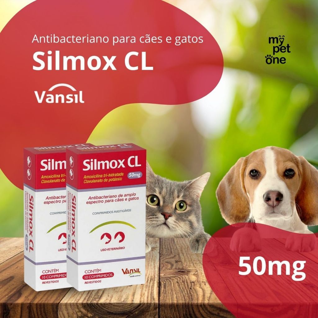 Kit 2 Antibacteriano Vansil Silmox CL para Cães e Gatos - 50 mg em Oferta na Shopee