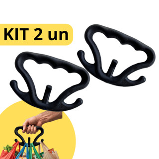 KIT 2 Carregador De Sacolas Supermercado Pesadas Alça Gancho Ergonômico Pegador Suporte Compras
