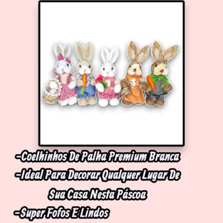 Coelhos páscoa decoração enfeite ornamento palha luxo premium em Oferta na Shopee