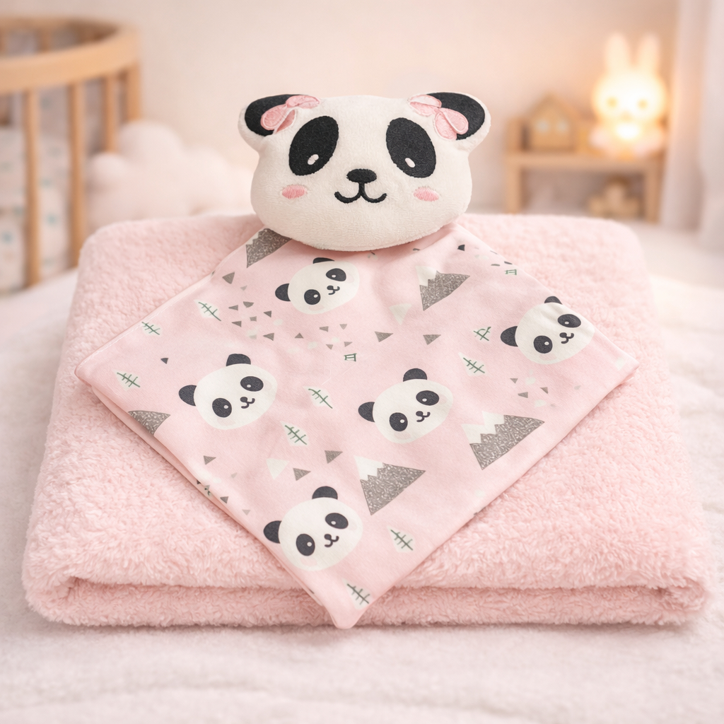 Kit Mantinha Soft com Naninha para Bebê Menino e Menina com Prendedor de Chupeta