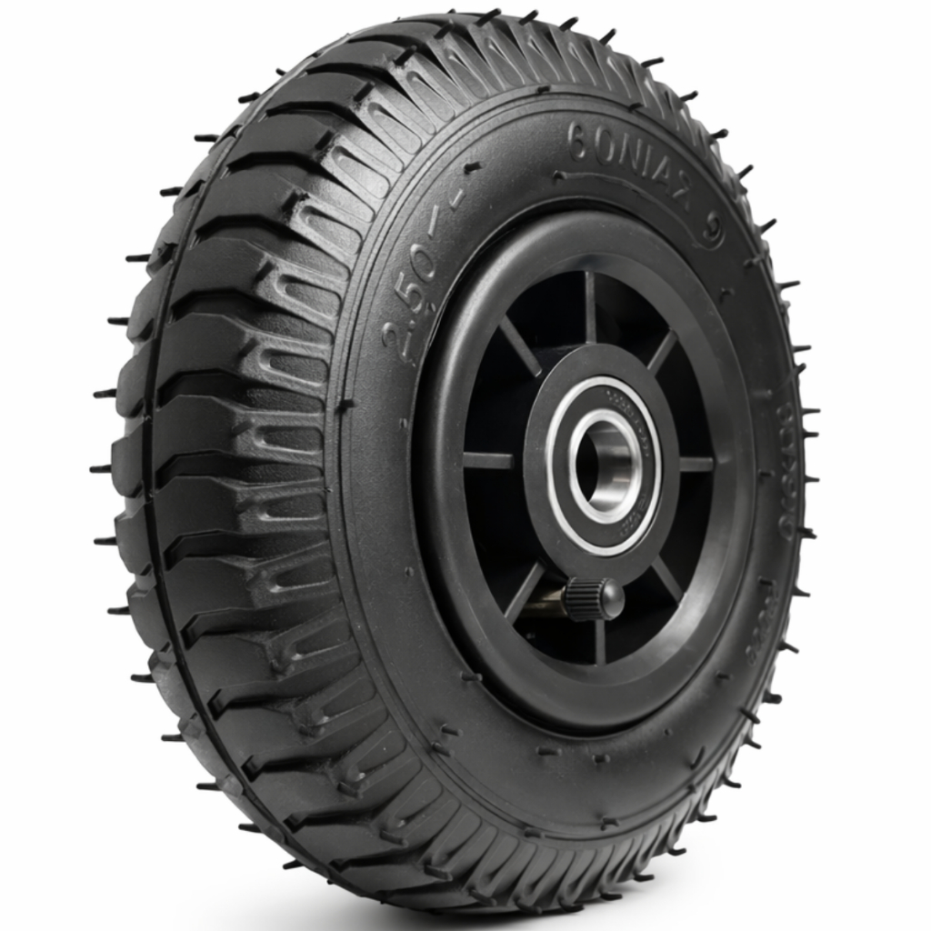 Roda Rodinha Pneumática 2.50-4 P/ Carrinho Carga Pneu 4 Lonas 100kg Rol Esfera 20mm
