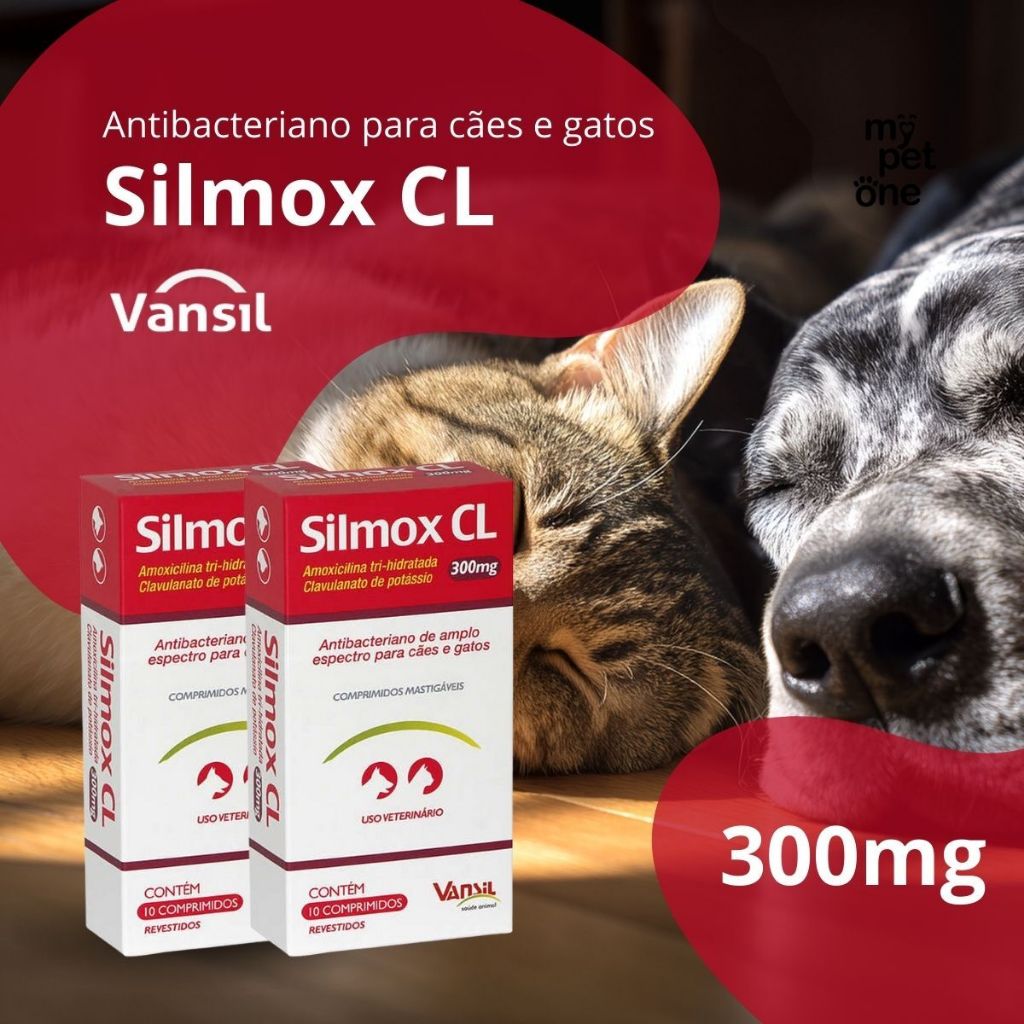 Kit 2 Antibacteriano Vansil Silmox CL para Cães e Gatos - 300 mg em Oferta na Shopee