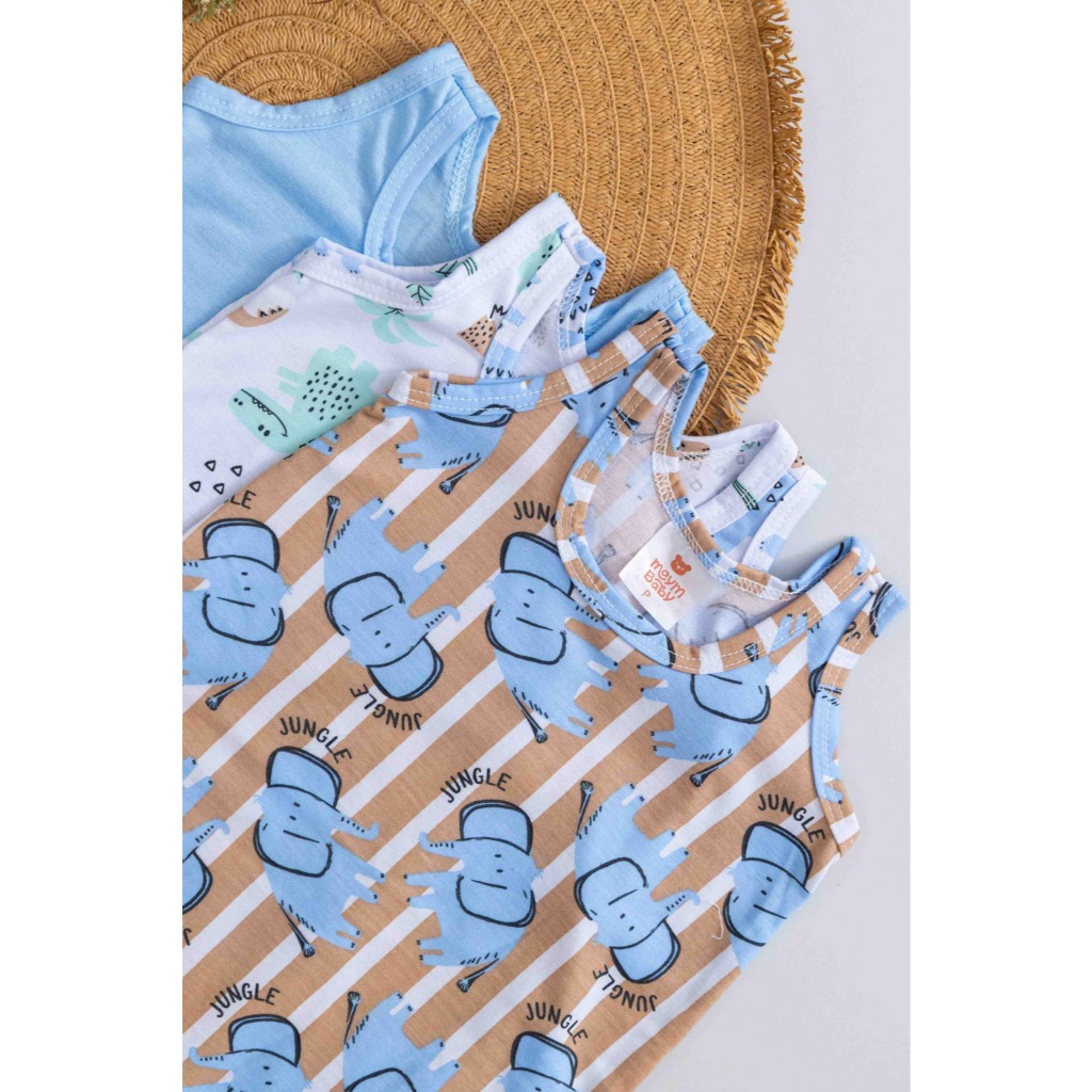 Kit 3 Macacões Verão Regatas Fresquinho Menino Estampas Variadas — imagem 2 de 2