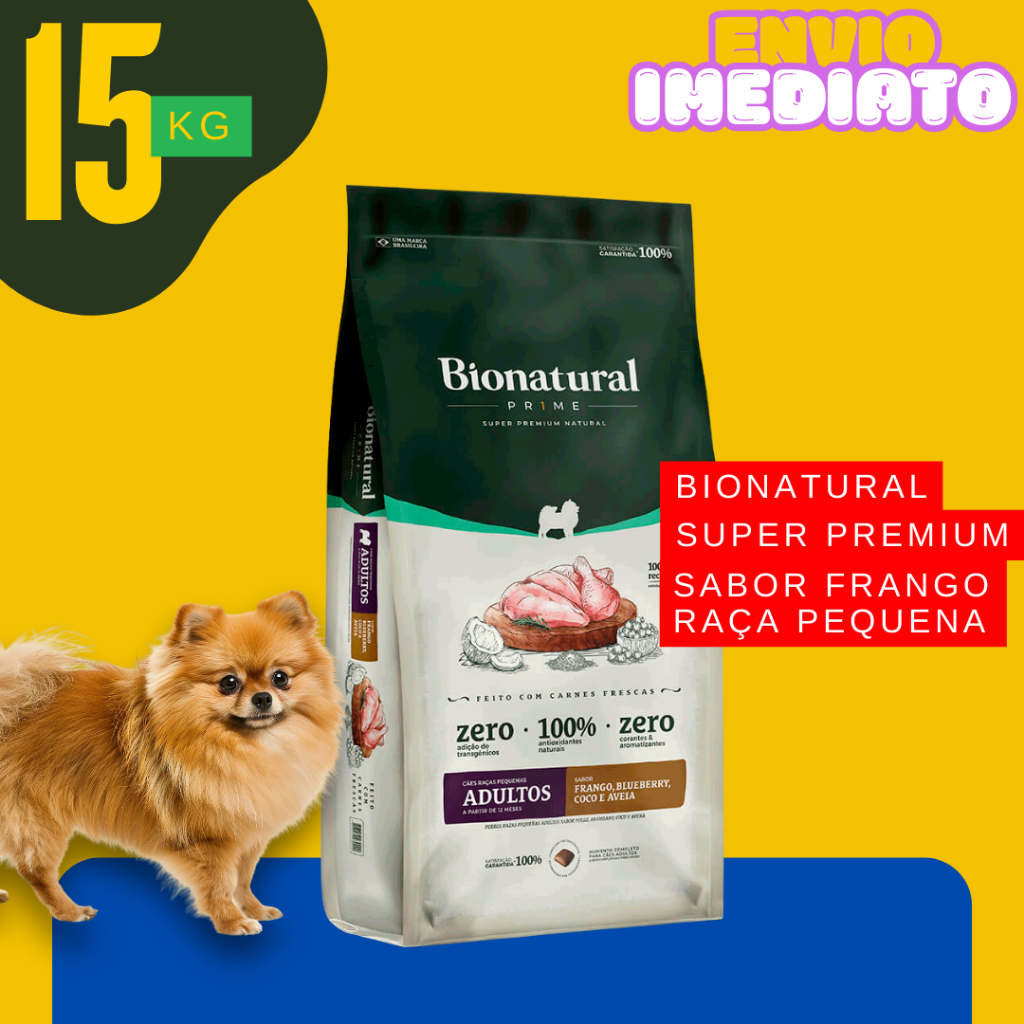 Ração 15kg Cães Pequenos Adultos Frango Super Premium Natural Sem Corantes - Envio Imediato