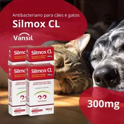 Kit 4 Antibacteriano Vansil Silmox CL para Cães e Gatos - 300 mg