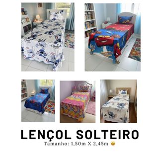 Kit Lençol Infantil Solteiro com Personagens – Toque de Algodão, Macio e Confortável 1,50 x 2,45 em Oferta na Shopee