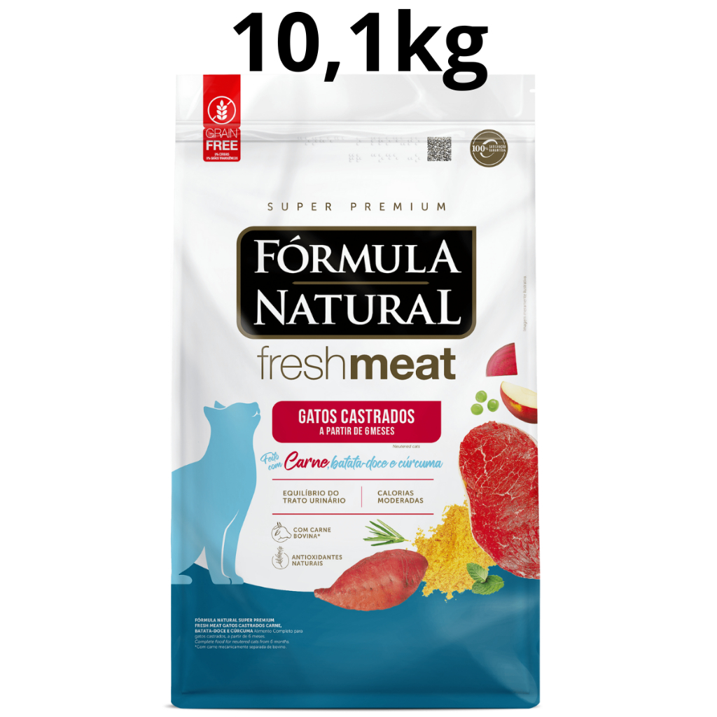 Ração Gato Castrado Fórmula Natural Fresh Meat Sabor Carne 10,1Kg em Oferta na Shopee