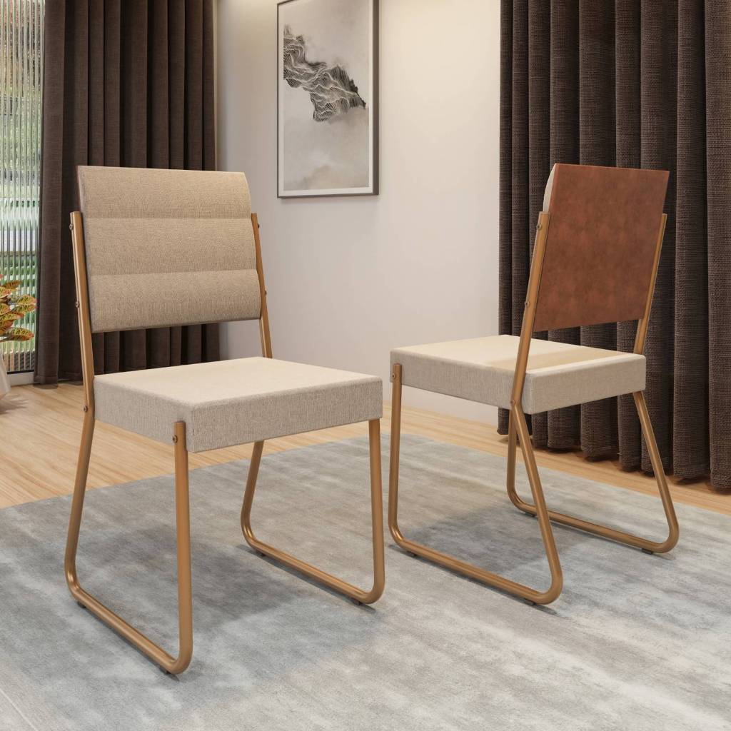 Conjunto 2 Cadeiras de Jantar 1736 Carraro Caramelo/Rose em Oferta na Shopee