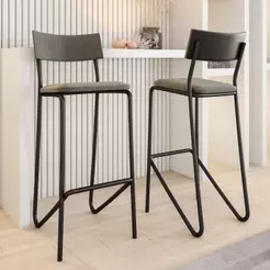 Kit 2 Banquetas Altas Cozinha Balcão 1747 Carraro Preto