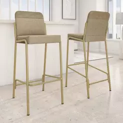 Kit 2 Banquetas Altas Duo Carraro Bamboo e Dourado