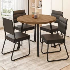 Conjunto Sala de Jantar 4 Cadeiras Dália Carraro Nogal Preto