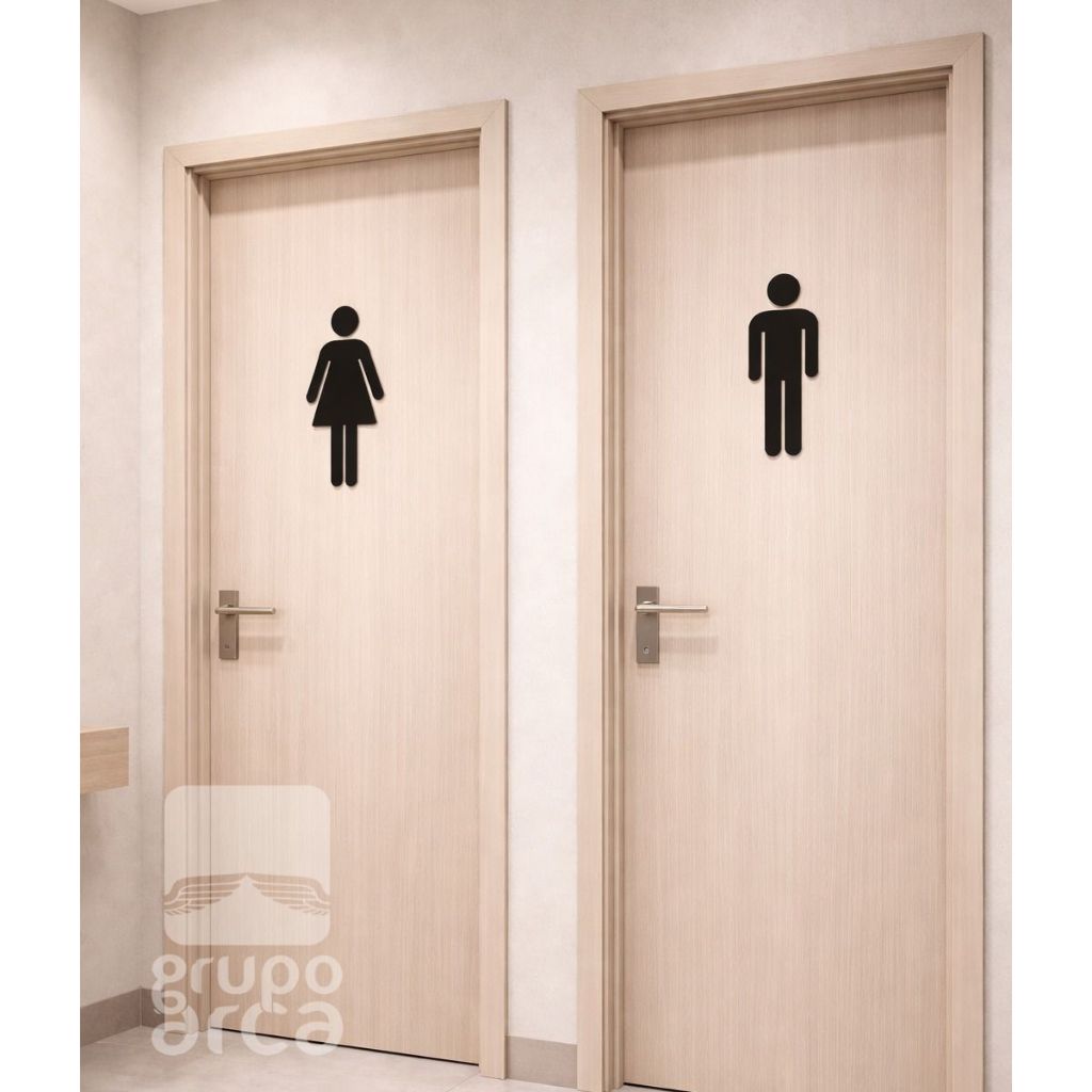 Placas de Banheiro Masculino Feminino Acrílico Espelhado Kit 2 Unidades em Oferta na Shopee