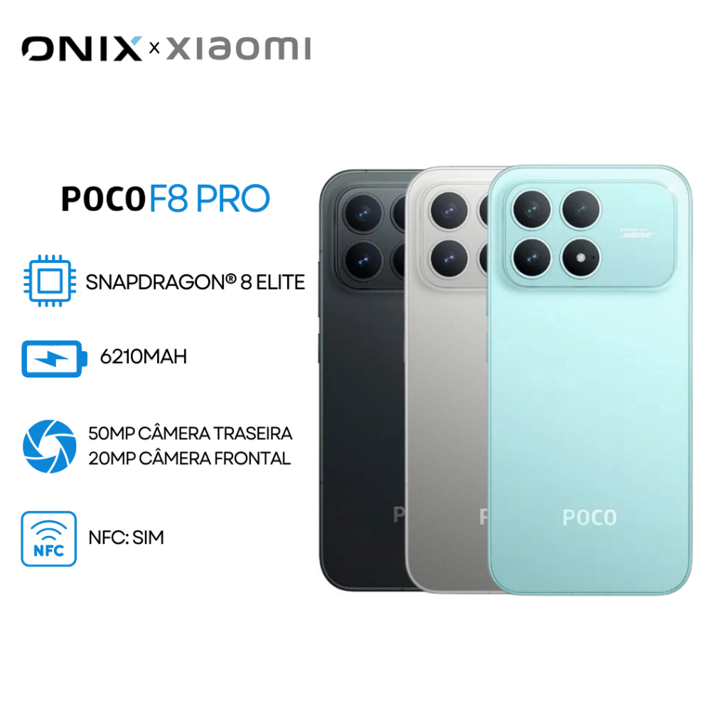 Xiaomi POCO F8 Pro 5G,Versão Global 256-512gb/12 Gb Ram, Processador Snapdragon 8 Elite, Câmera 50mp, Novo Lacrado