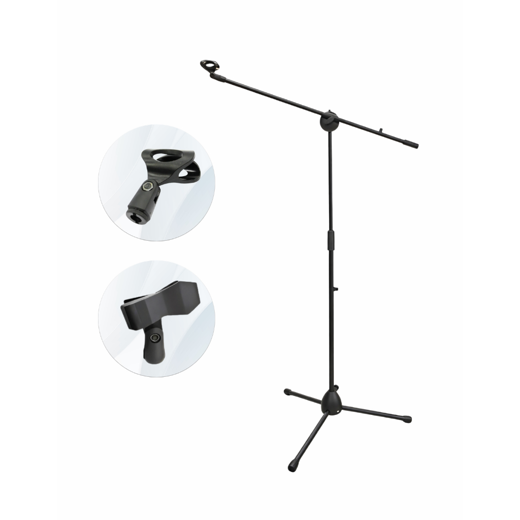 Suporte Para Microfone Pedestal Tripé Com Trava Regulagem e Dois Cachimbo Igrejas Orquestras
