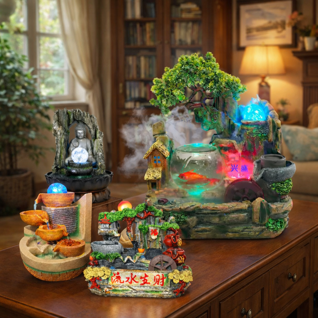 Fonte Água Decorativa Cascata Artificial Relaxante Casa Decoração Jardim em Oferta na Shopee