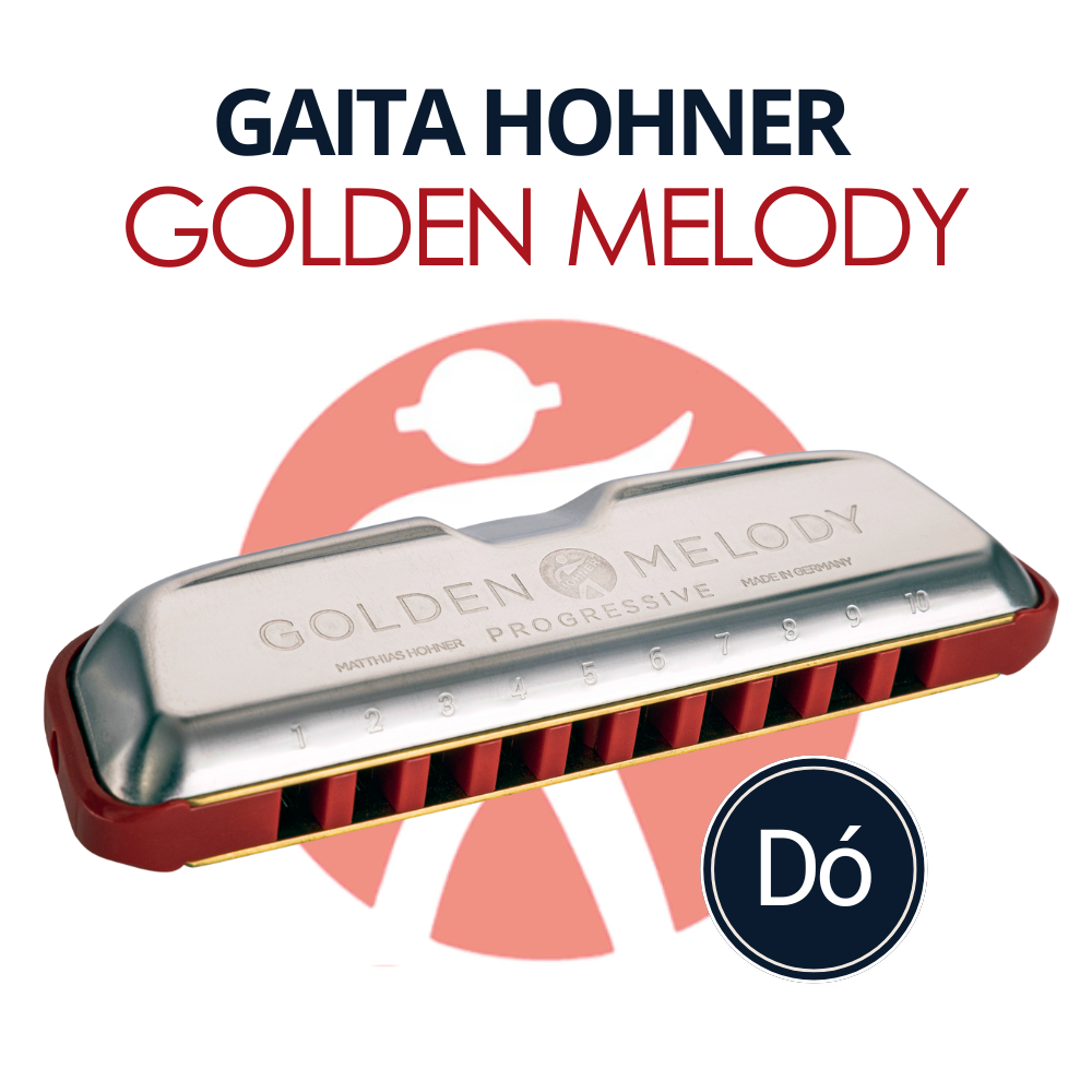Gaita Harmónica Golden Melody em C (Dó) 542/20 Diatônica Gaita de Boca Profissional Gaita Hohner
