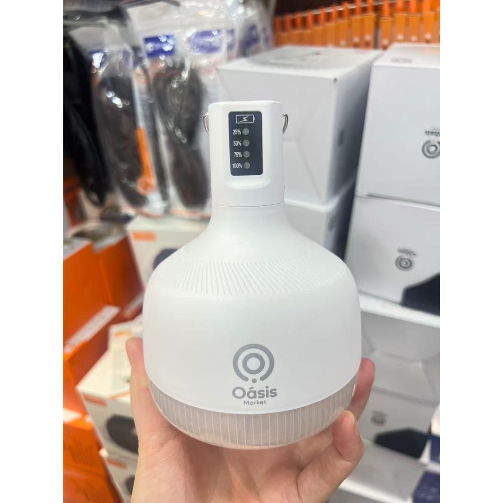 Lâmpada LED de Emergência Recarregável 38W – Bulbo Portátil para Casa, Viagem e Camping Marca Oásis Original
