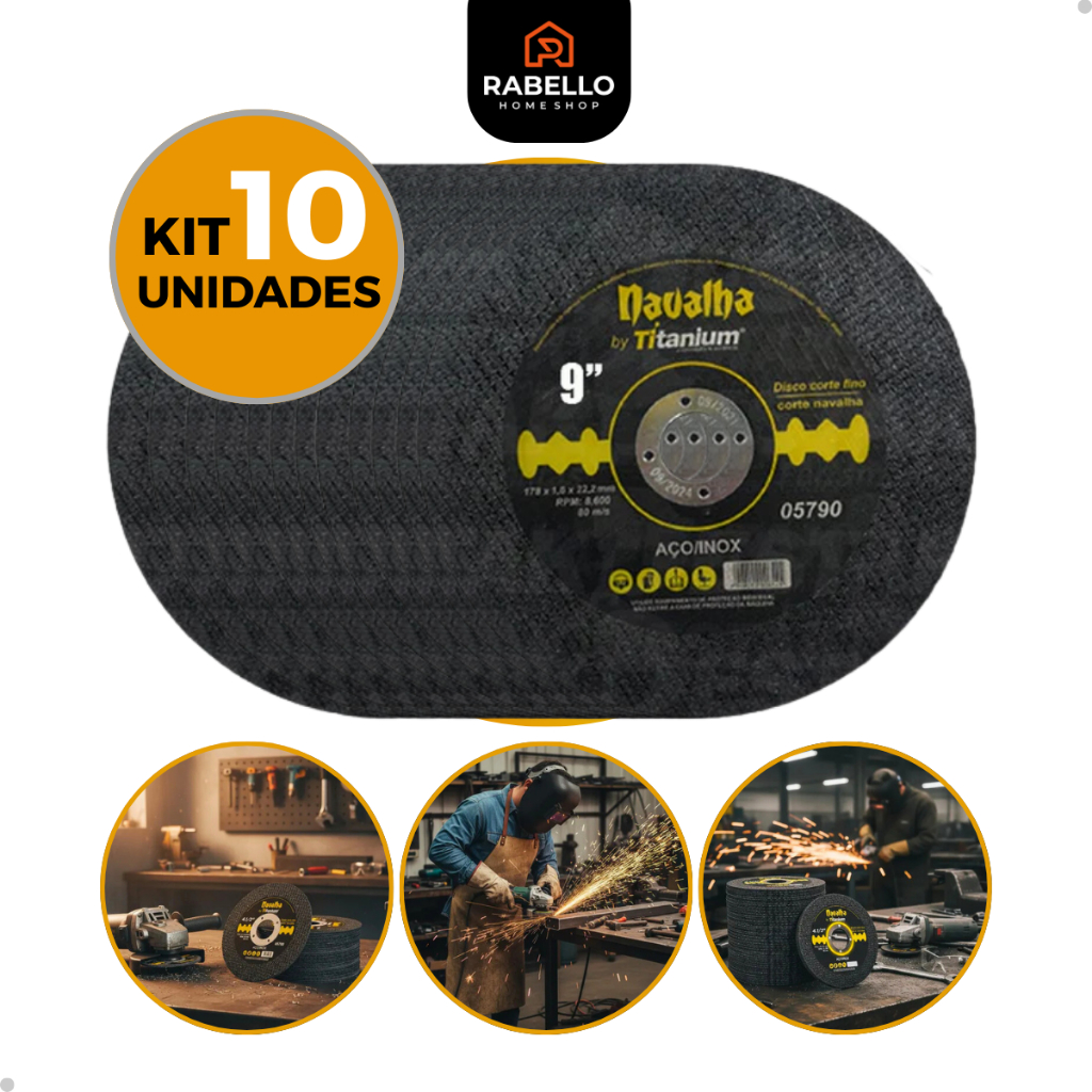 Disco De Corte Fino Para Ferro/Inox 4.1/2 X 1,2  Kit com 10 Para Esmerilhadeira em Oferta na Shopee