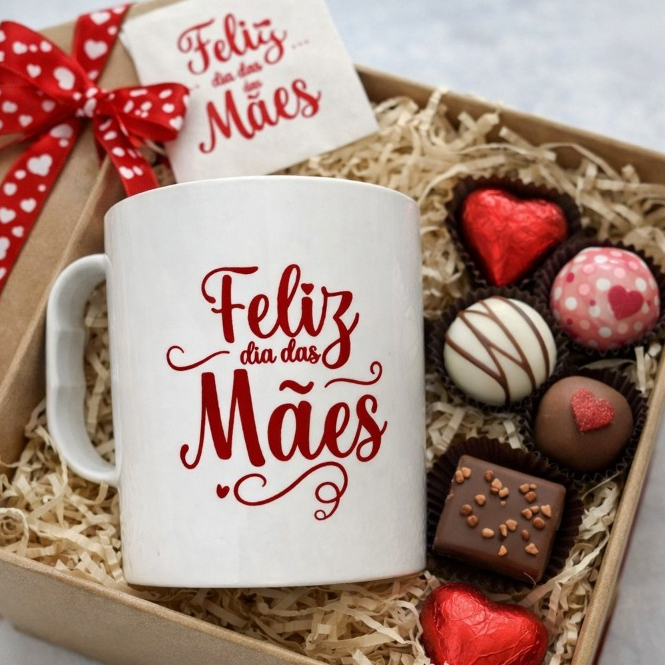 KIT 10/25/50 Caneca Feliz Dia das Mães Branca 400ml Plástico Comemoração, Café, Chá, Mãe