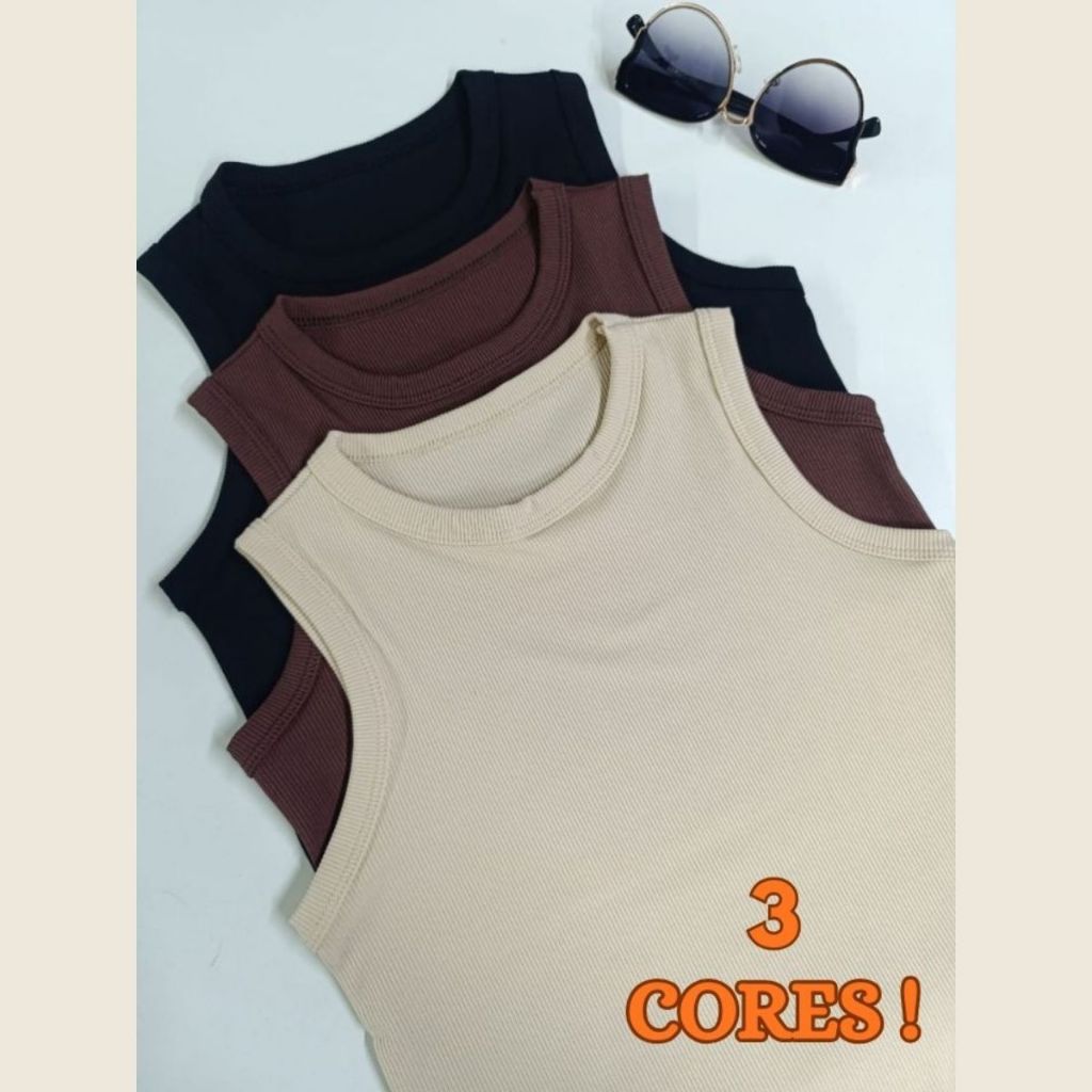 Kit 3 REGATA Feminina Canelado LISA Casual Moda Básica Verão em Oferta na Shopee