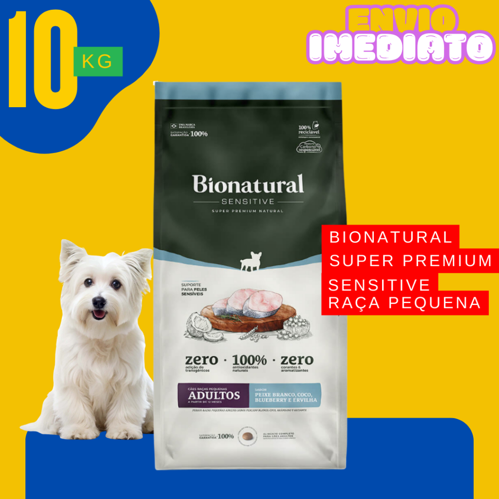 Ração para Cães Adultos Raças Pequenas Sensitive Peixe Branco Salmão 10,1kg - Envio Imediato em Oferta na Shopee