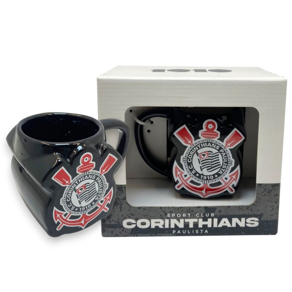 Caneca de Porcelana Escudo 3D OFICIAL Corinthians em Oferta na Shopee
