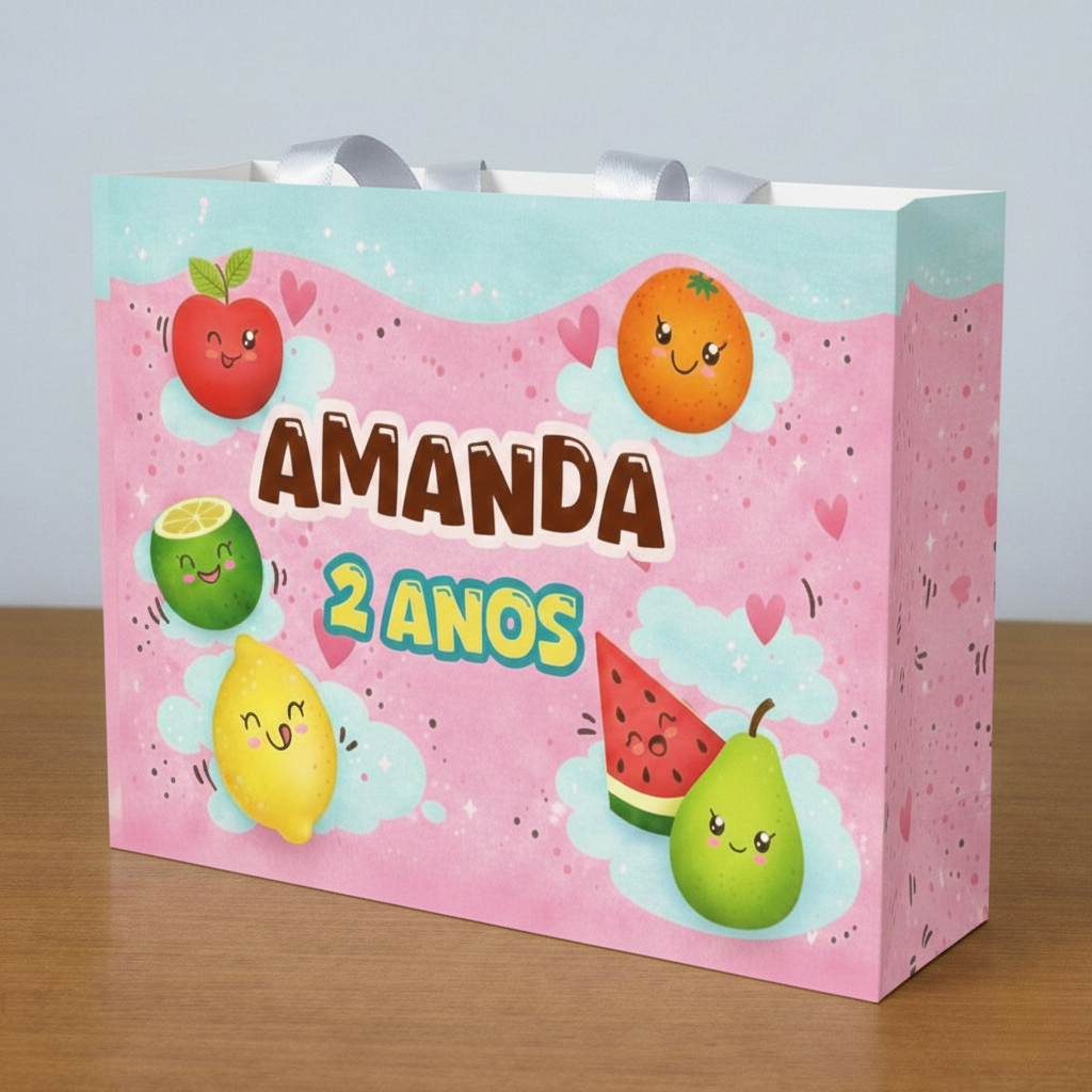 Sacolinha Personalizada Frutinhas / fruta - Lembrancinhas - mimos- festa infantil - aniversario