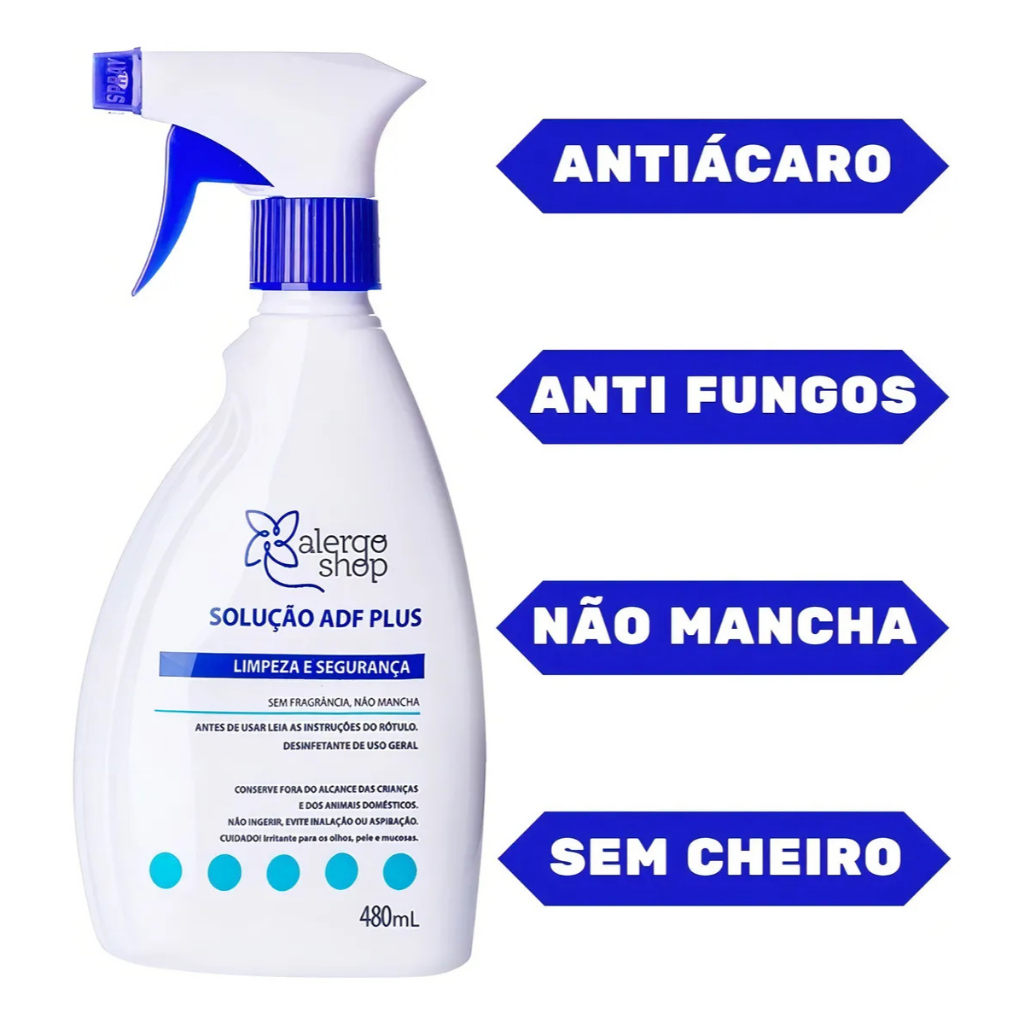 ADF Plus Alergoshop Solução Acaricida e Fungicida - 480ml Spray Anti Acaro Fungos Mofo — imagem 2 de 2