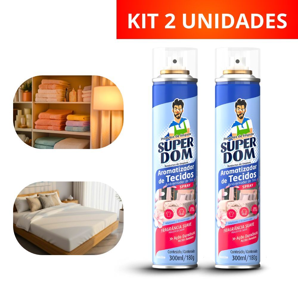 Kit 2 Spray Aromatizador Tecido Super Dom 300ml Lavanda Cedro Roupa Sofá