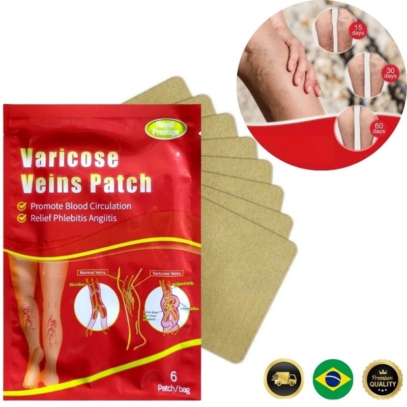 Kit 6 Adesivos Para Varizes Vasos Veias Vasculite Diminuição Inchaço