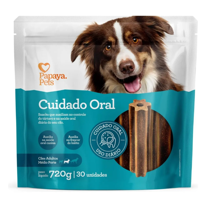Petisco Papaya Pets Cuidado Oral Cães Adultos P. Médio 720g em Oferta na Shopee
