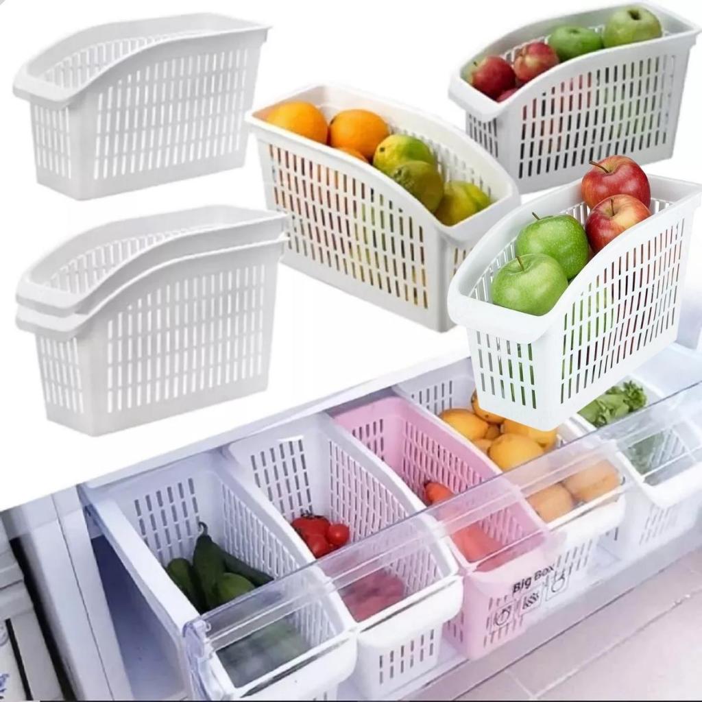 Organizador Multiuso Para Geladeira Armário Cozinha Frutas Legumes Plástico Ventilado